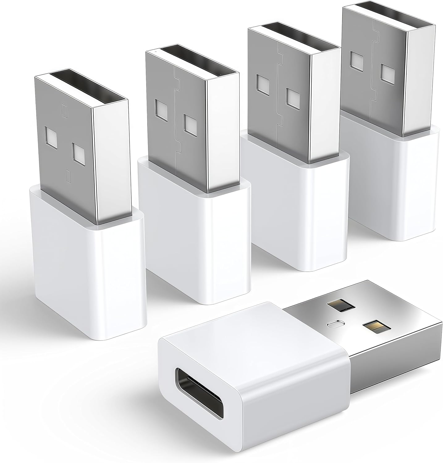 Pastall USB to USB C Adapter front view showcasing the sleek white minimalist design.