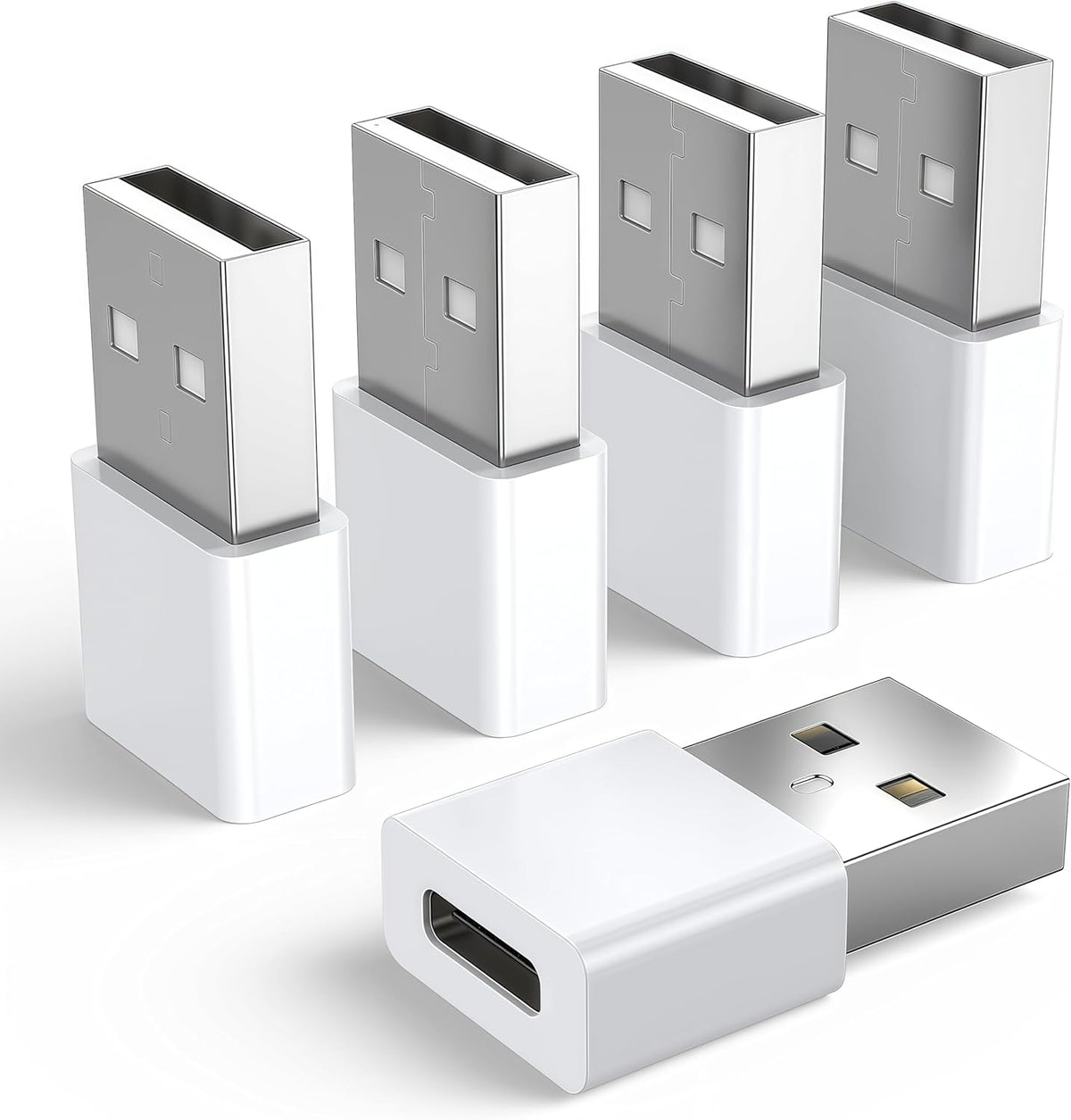 Pastall USB to USB C Adapter front view showcasing the sleek white minimalist design.