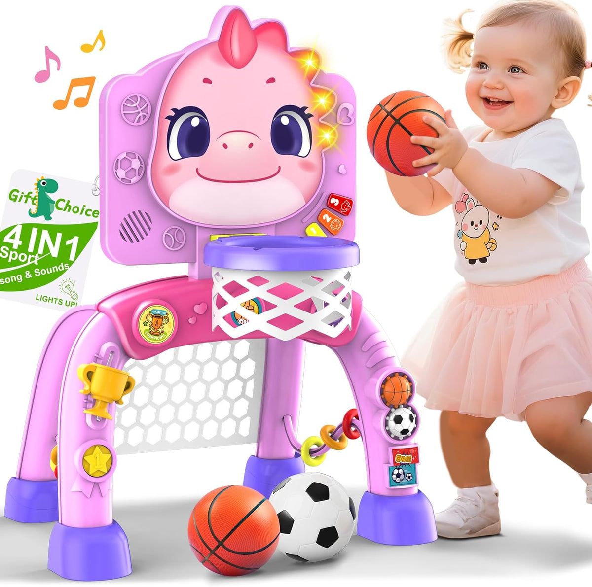 Nicmore dinosaur basketball hoop activity center front view