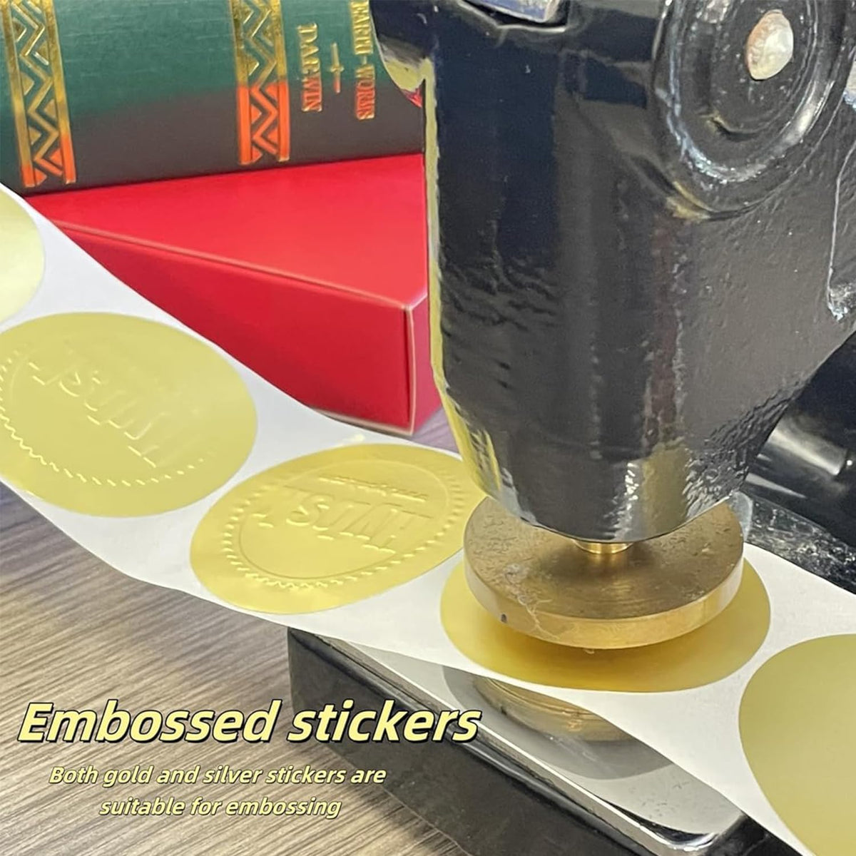 Hybsk round metallic gold seals for packaging and crafting
