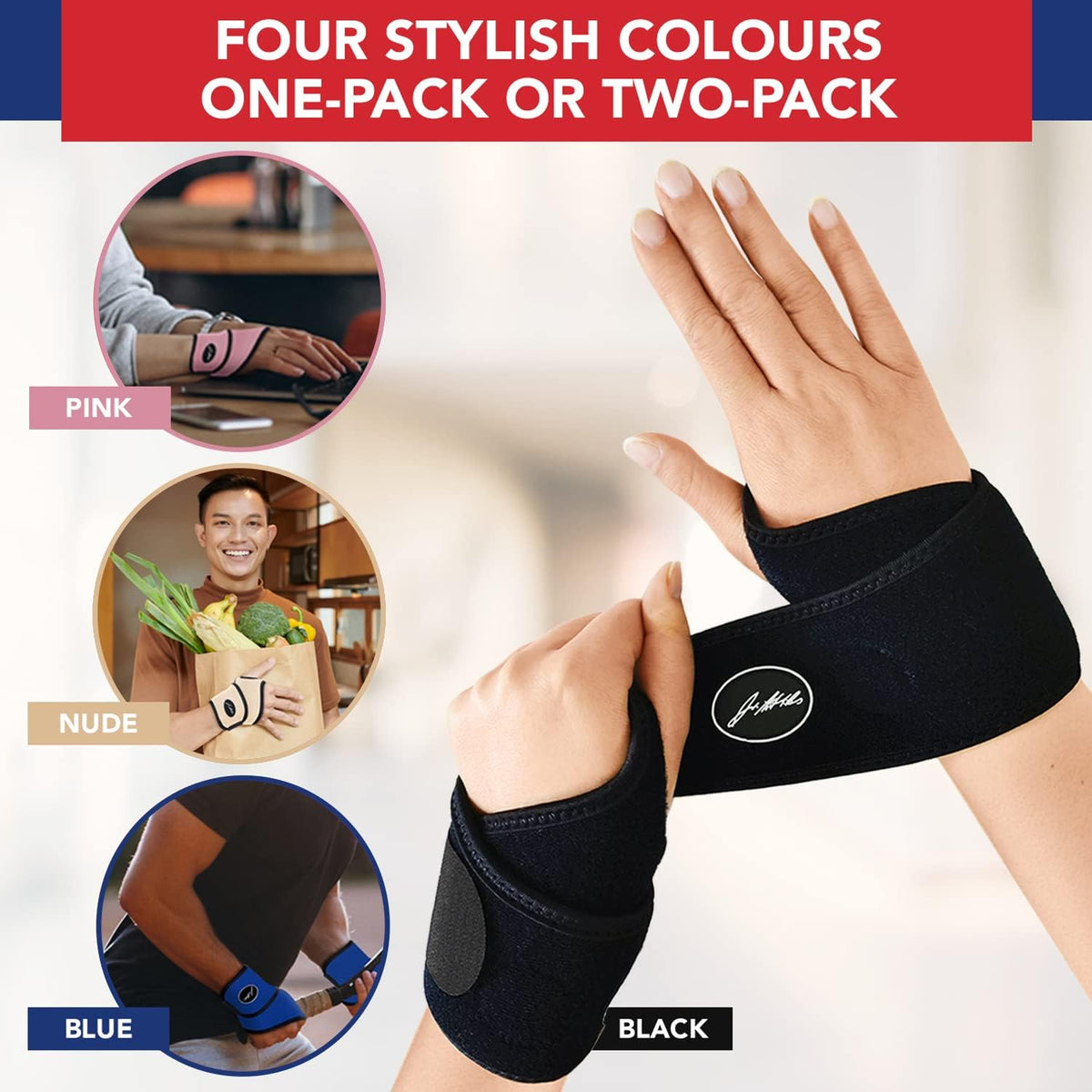 Dr. Arthritis wrist support demonstrating adjustable Velcro closure