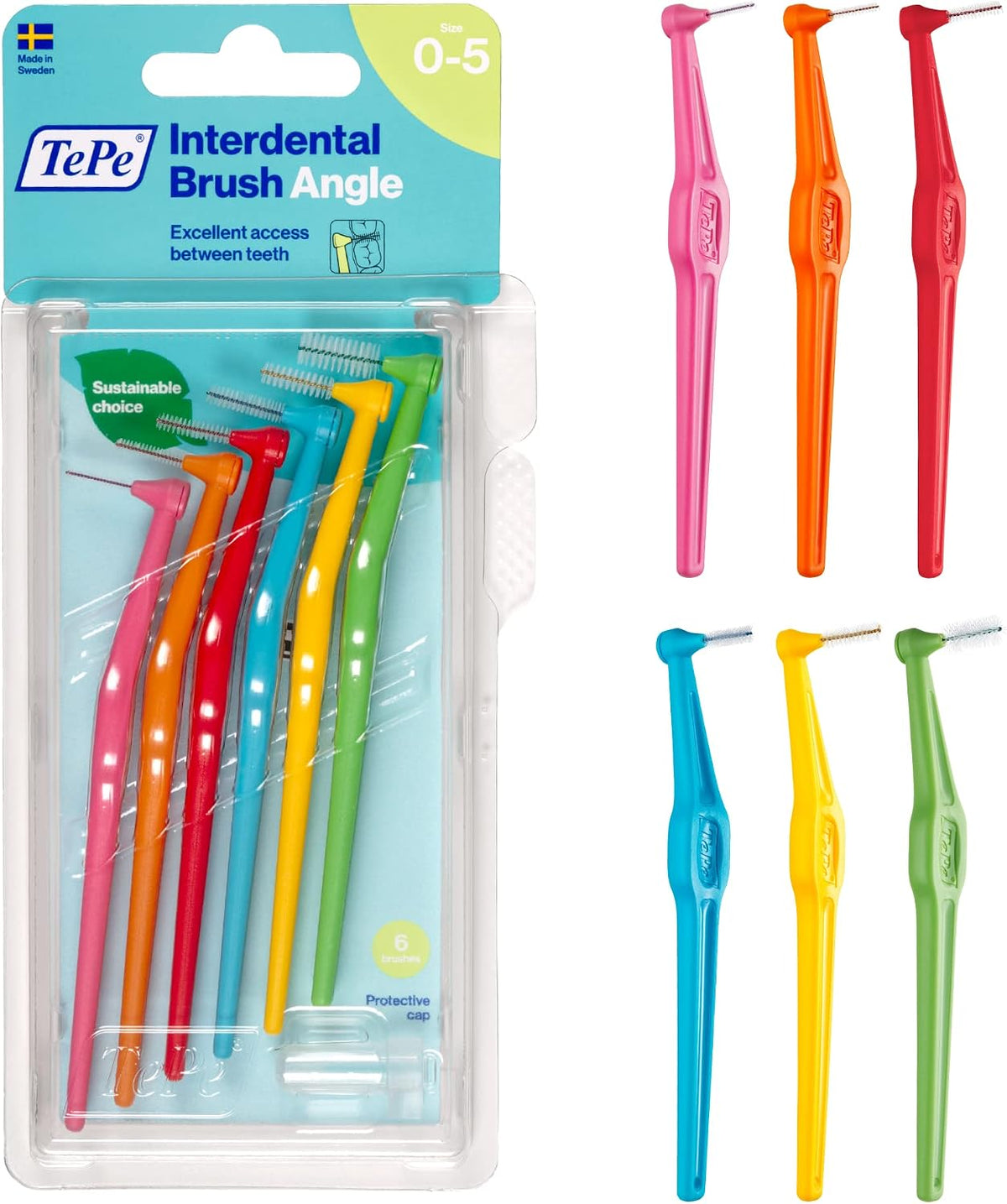 TePe Angled Brush, Orange, Size 1, 6 Pk, Ergonomic Handle for Precise Reach - Image 14