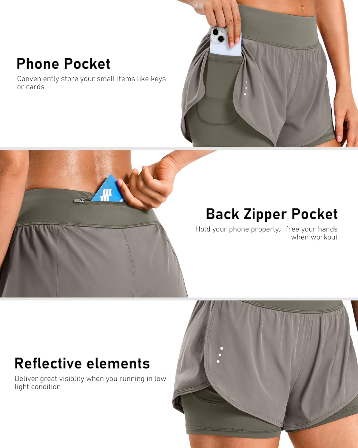 Soothfeel 2 in 1 running shorts inner liner