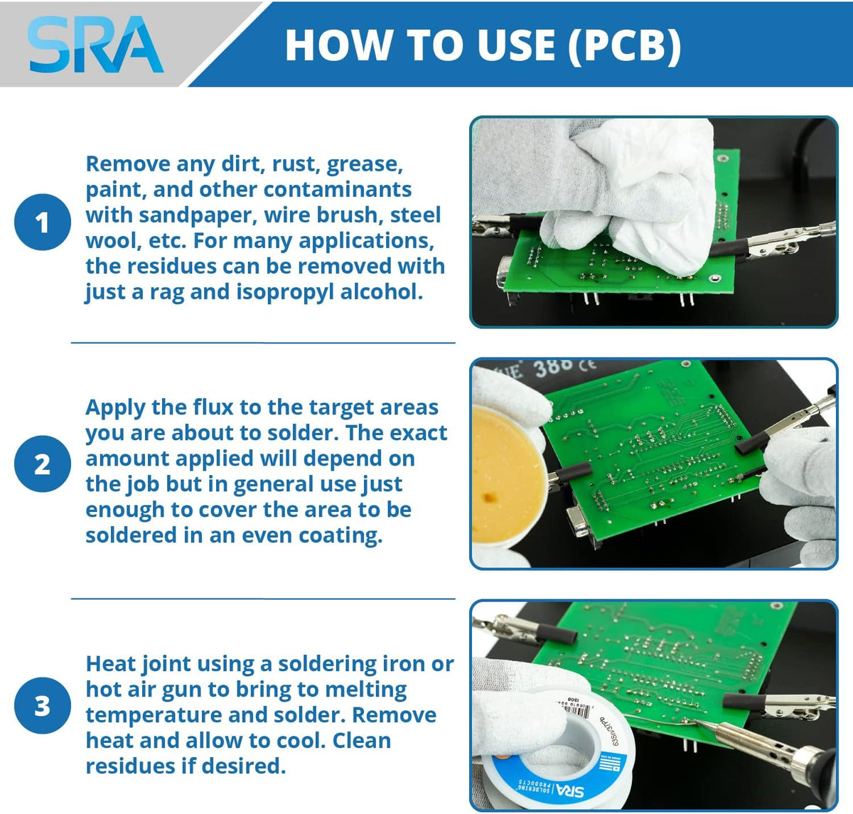 SRA Solder 135 Rosin Paste Soldering Flux For Electronics, No Clean Flux Made for Lead and Lead-Free Solder Circuit Boards and Copper Electrical Wire - Safe Clean Residues with No Goopy Mess (2oz Jar) - Image 7