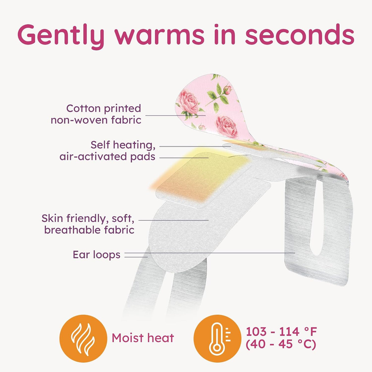 Bloomora warm compress mask shown in use during relaxation