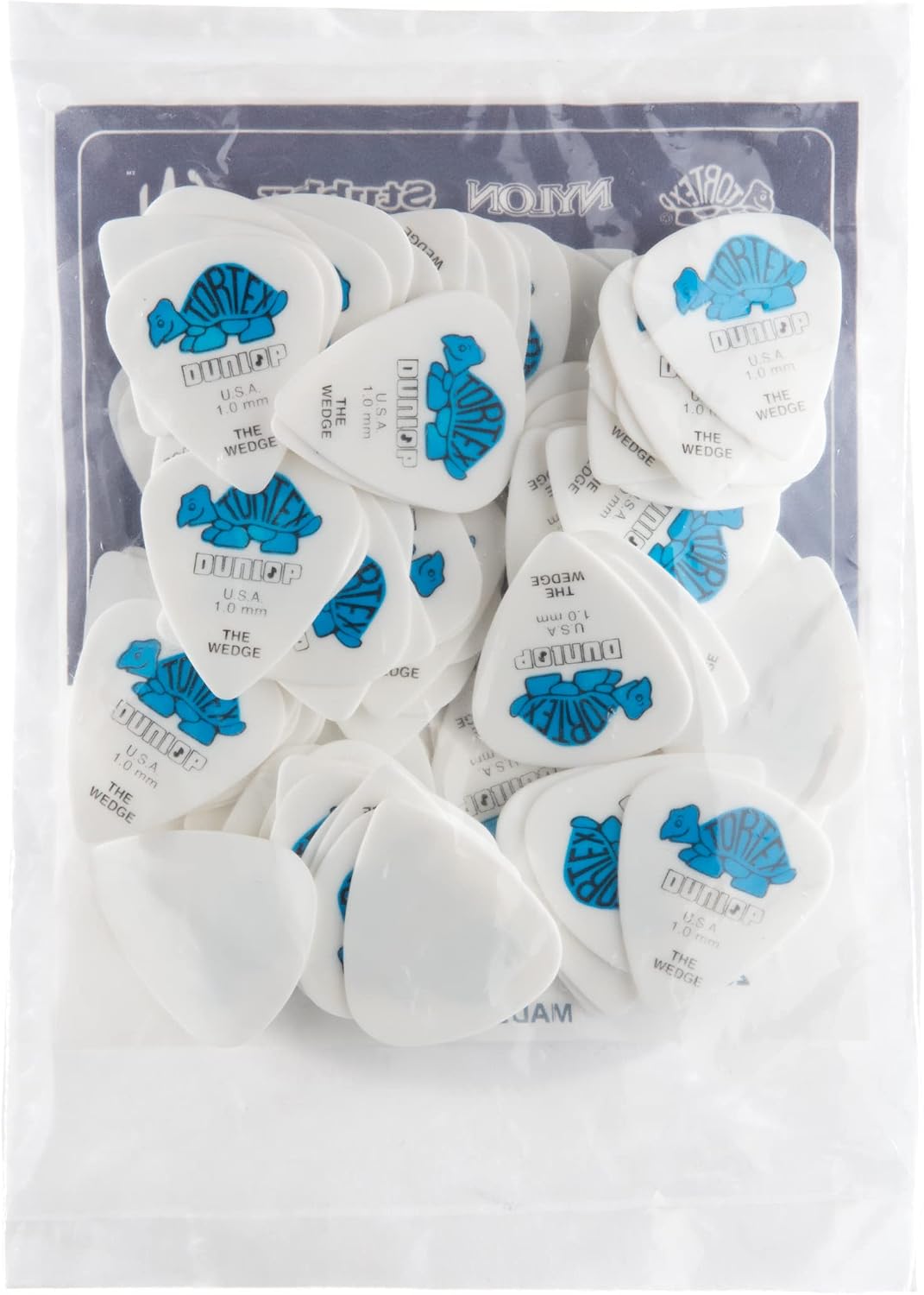Matte non-slip surface texture on Jim Dunlop blue guitar pick