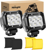 Nilight LED light pods front view with yellow covers