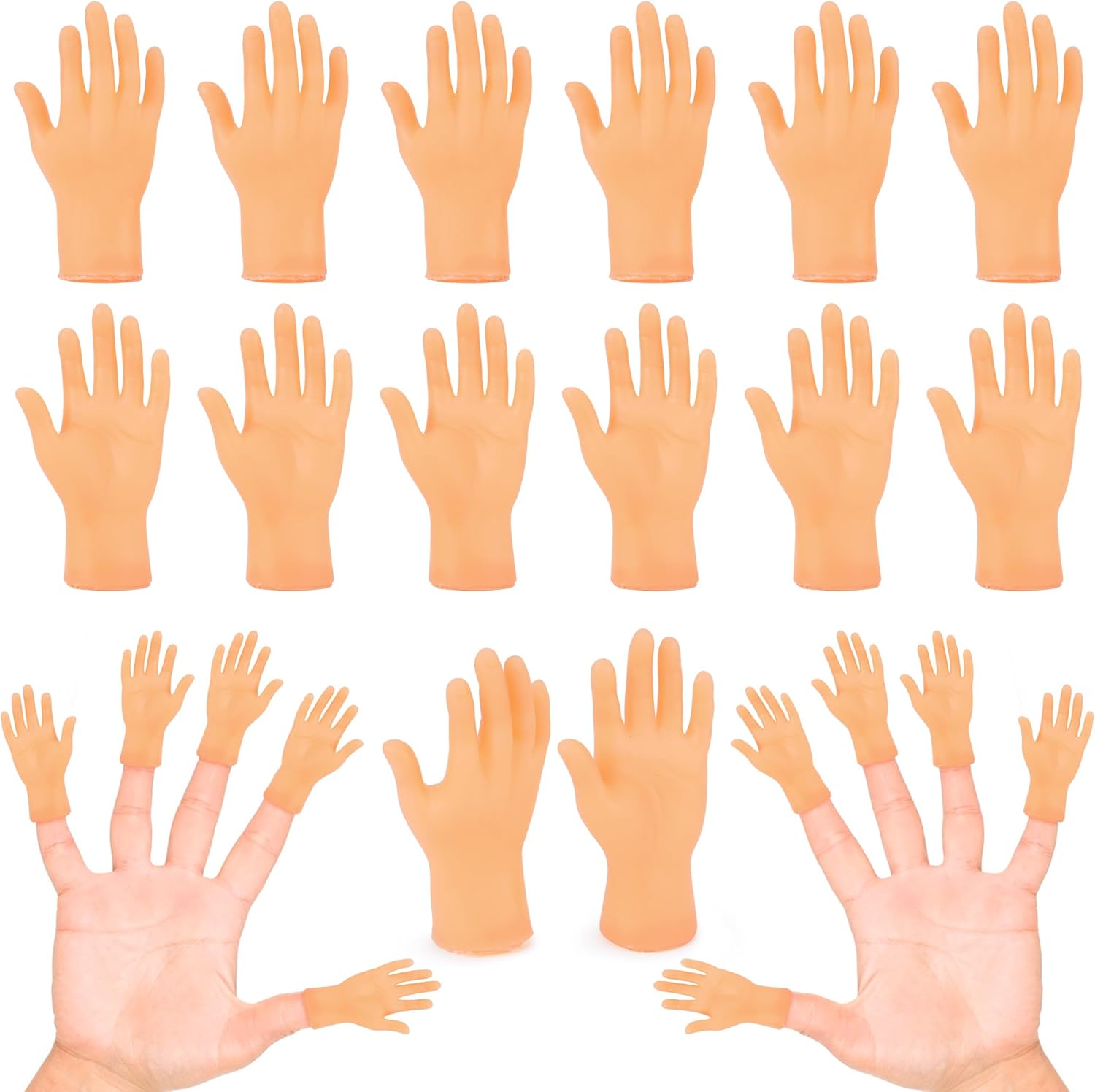 Rclxl 30 Pieces Tiny Finger Hands front view pack showing miniature rubber hands