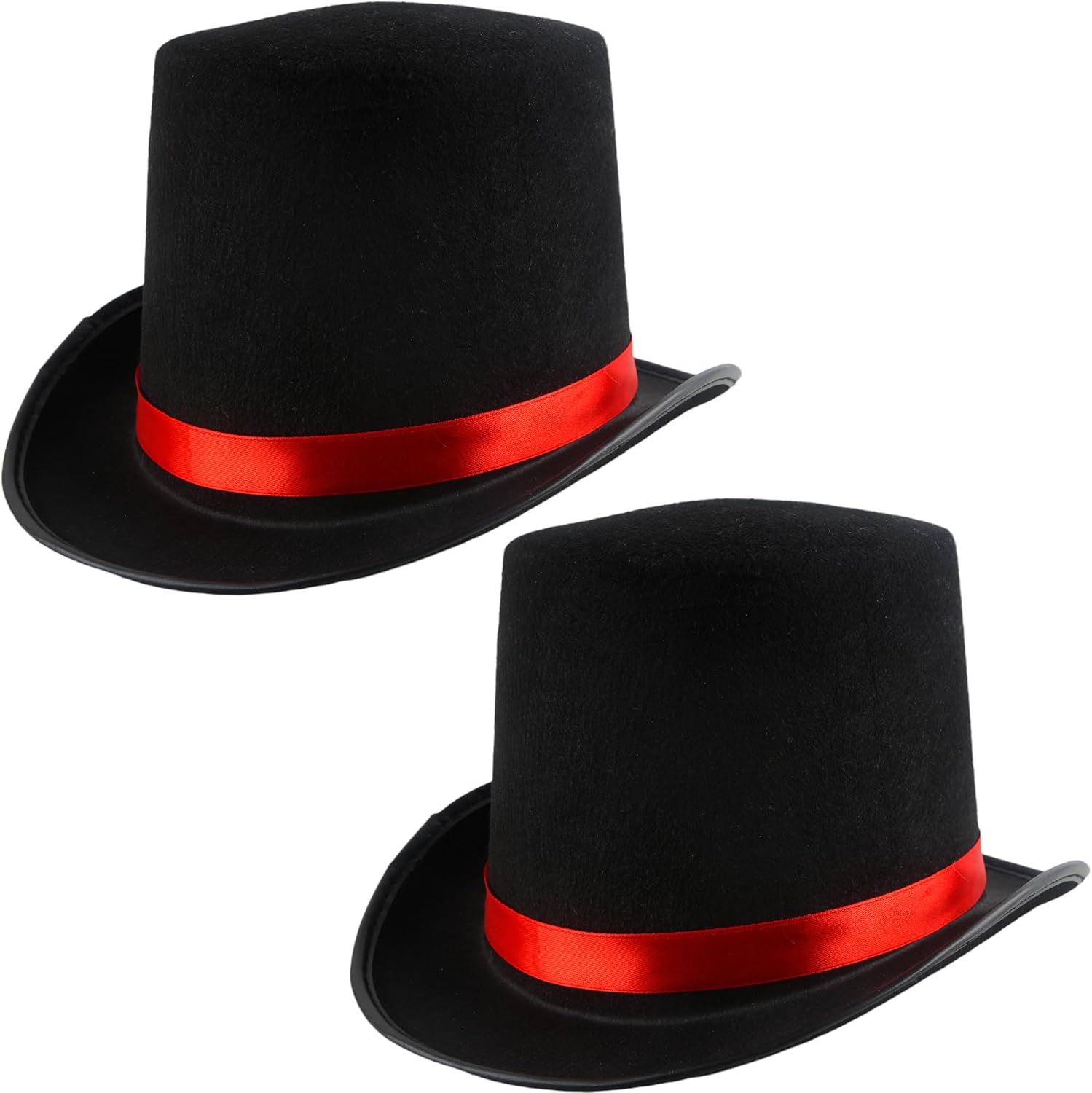 SGBETTER felt top hat front view showcasing the classic black magician design with a red band accessory