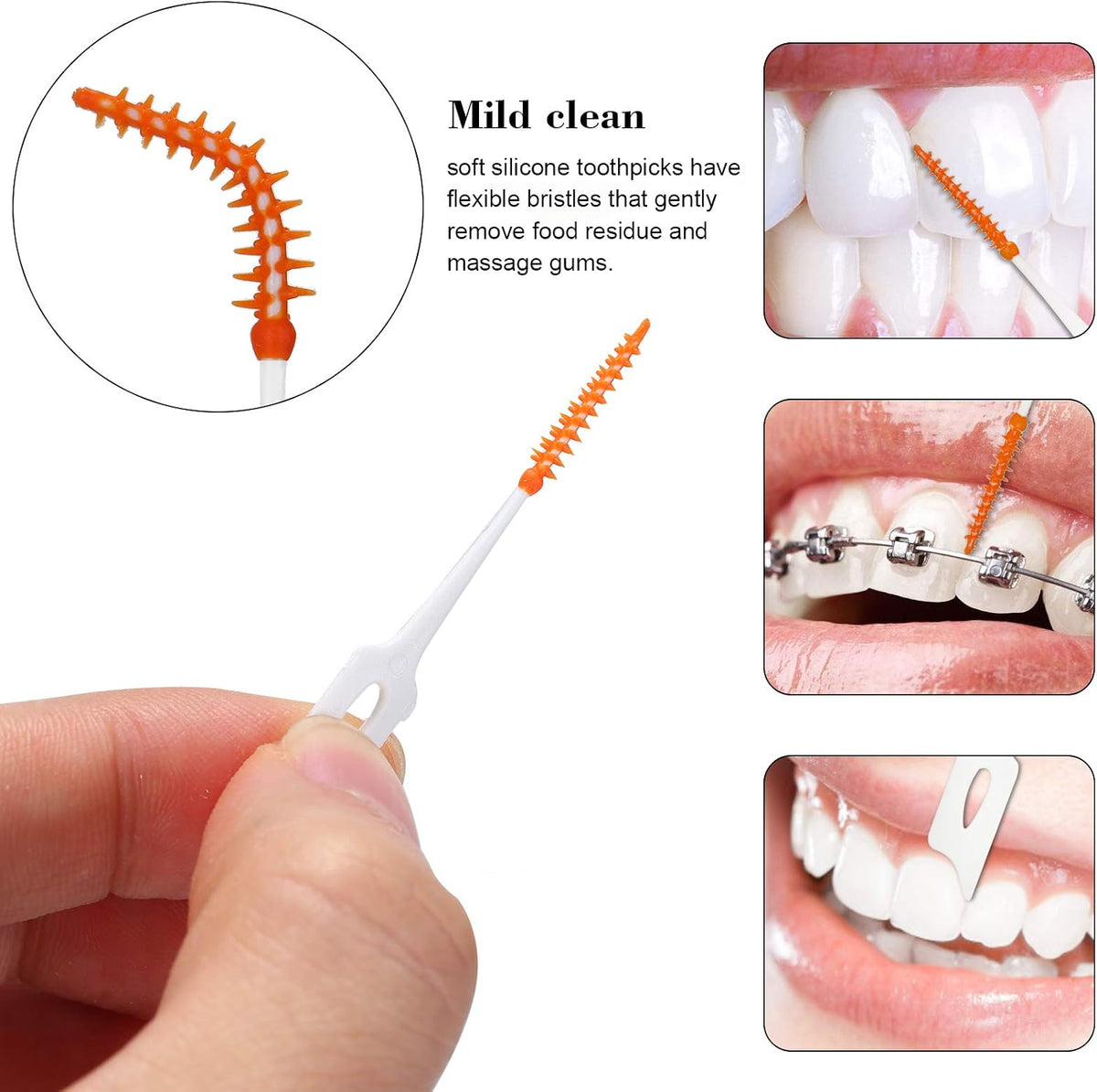 An-self 160PCS Interdental Brushes Ultra Tight Bristles Tooth Interdental Cleaners Silicone Toothpick Brush Disposable Teeth Soft Picks, Green - Image 4