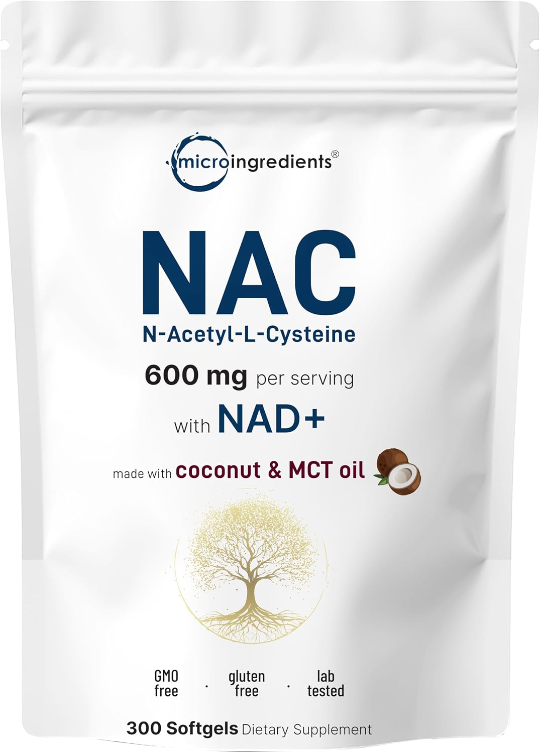 Micro Ingredients NAC 600mg with NAD Plus front pouch view