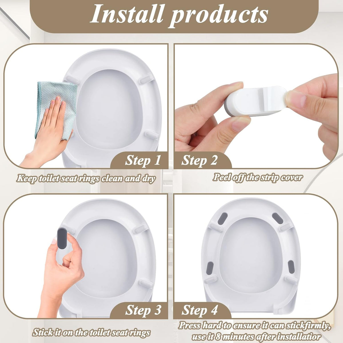 BEIVOBY 4 pack toilet seat spacers close up