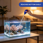 Wrexon extra long pipette removing waste and detritus from deep fish tank corners.