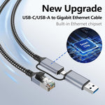 Jadaol Type-C to RJ45 cable connected to laptop port