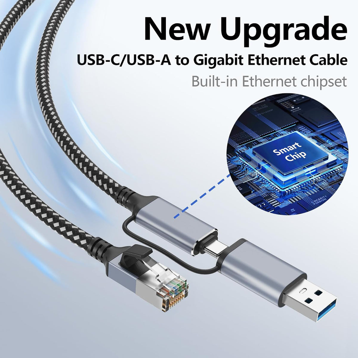 Jadaol Type-C to RJ45 cable connected to laptop port