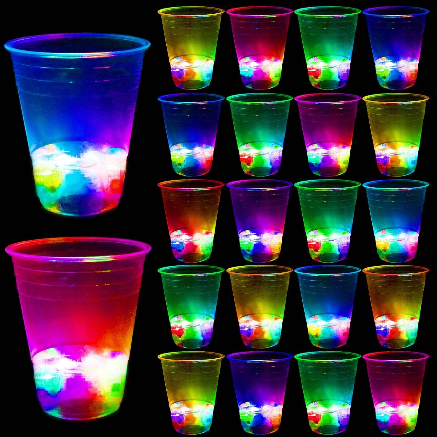 Llkmdss 40 piece glowing party cups set front view