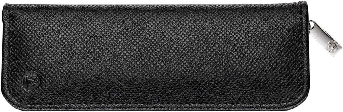 Pelikan black leather pen holder angled perspective