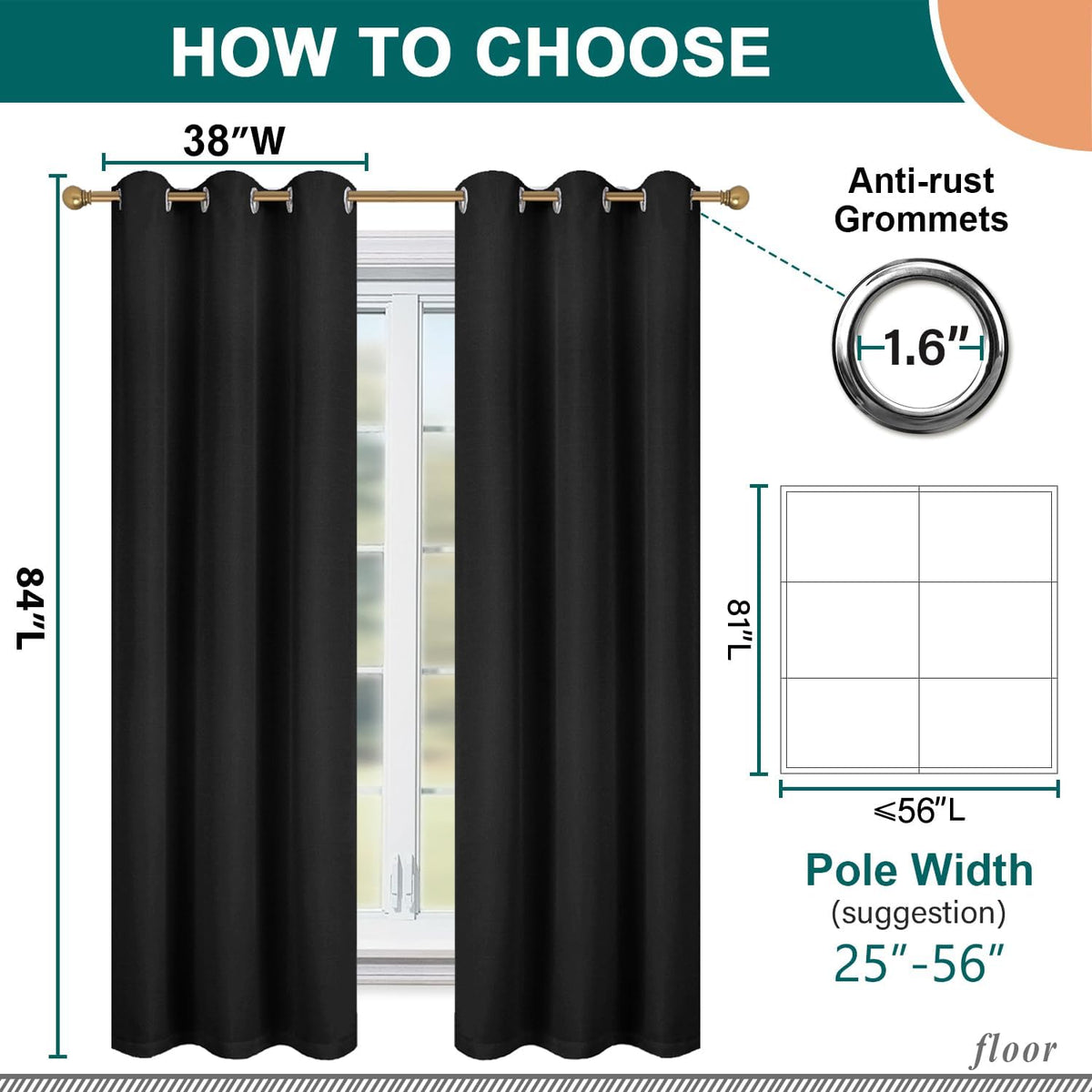 Diraysid blackout curtains white lining on back detail