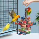 Natural hemp rope bird shredding toy hanging attachment detail