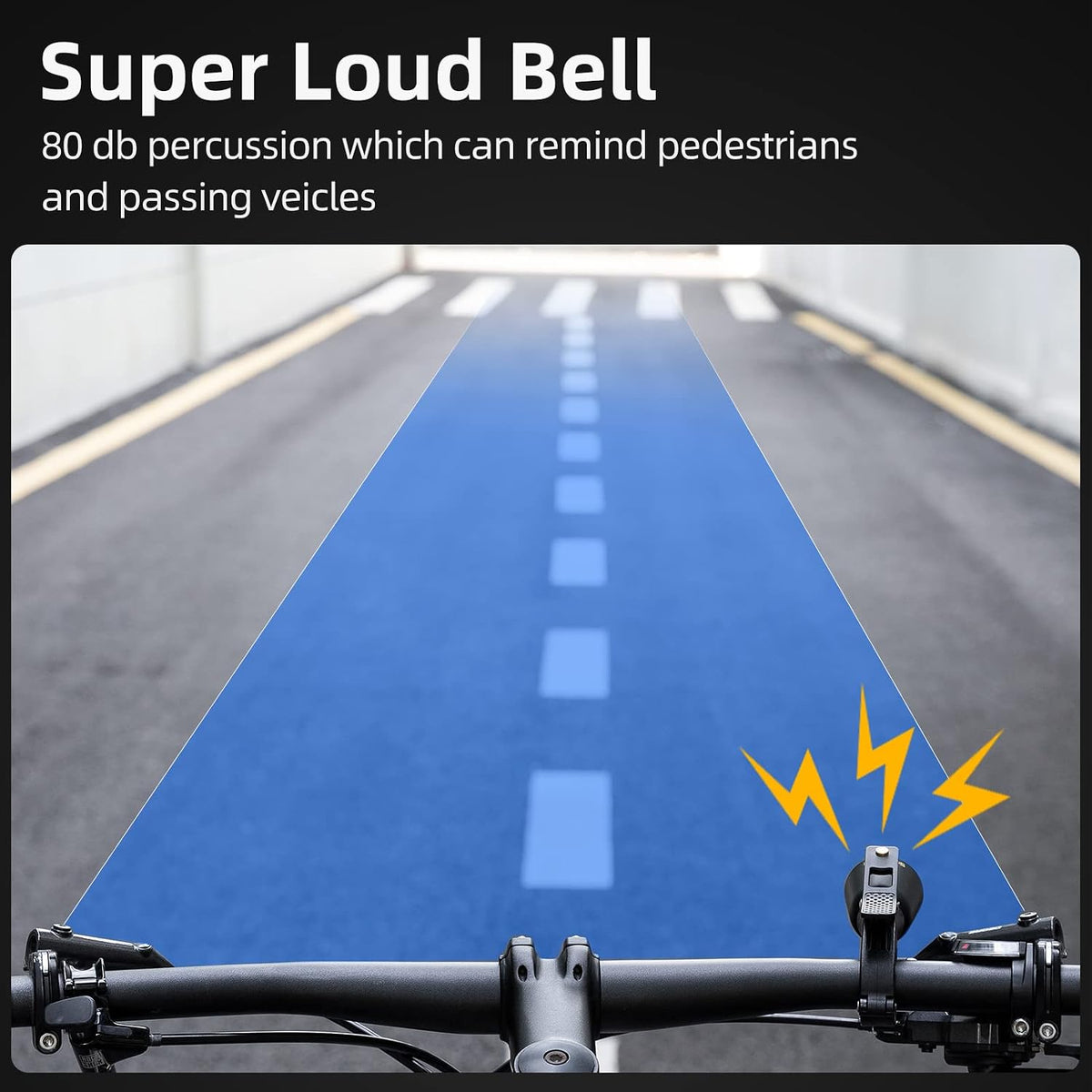 ROCKBROS classic bicycle bell mounted on mountain bike handlebars.