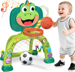 Marstone 2-in-1 Dinosaur Basketball Hoop and Soccer Goal front view