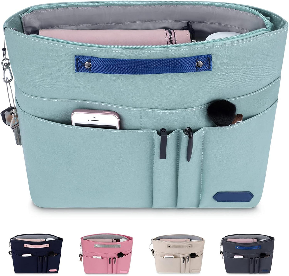 HyFanStr Purse Organizer Insert for Handbags,Tote Bag Organizer Insert Zipper Bag for Women, Handbag Organizer Inside Liner with 15 Pockets - Image 10