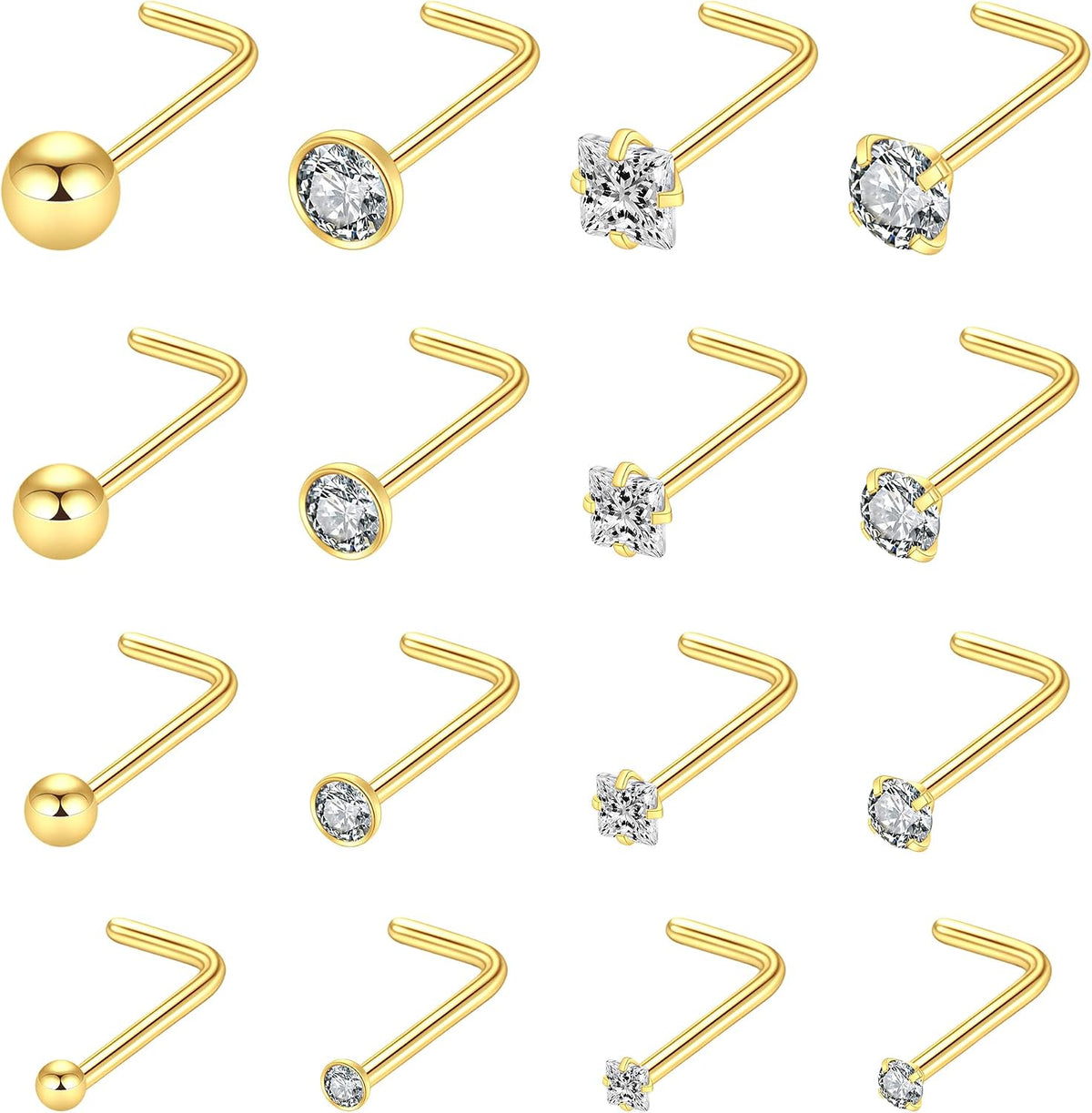 16pcs 20g Stainless Steel Nose Stud for Women 20g Nose Ring Surgical Steel for Men Body Piercing Jewelry - Image 9