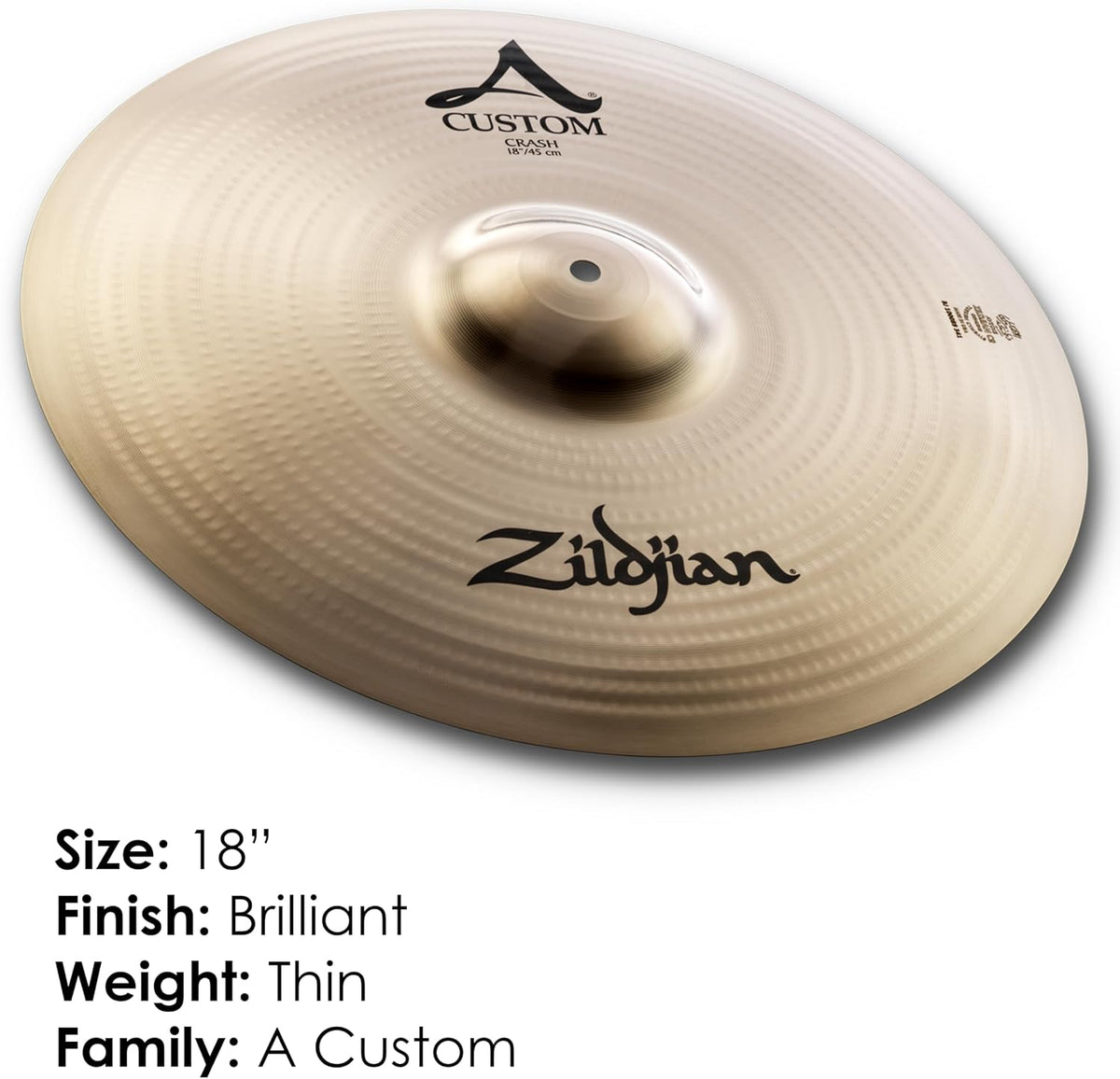 Zildjian A20516 crash cymbal brilliant finish detail