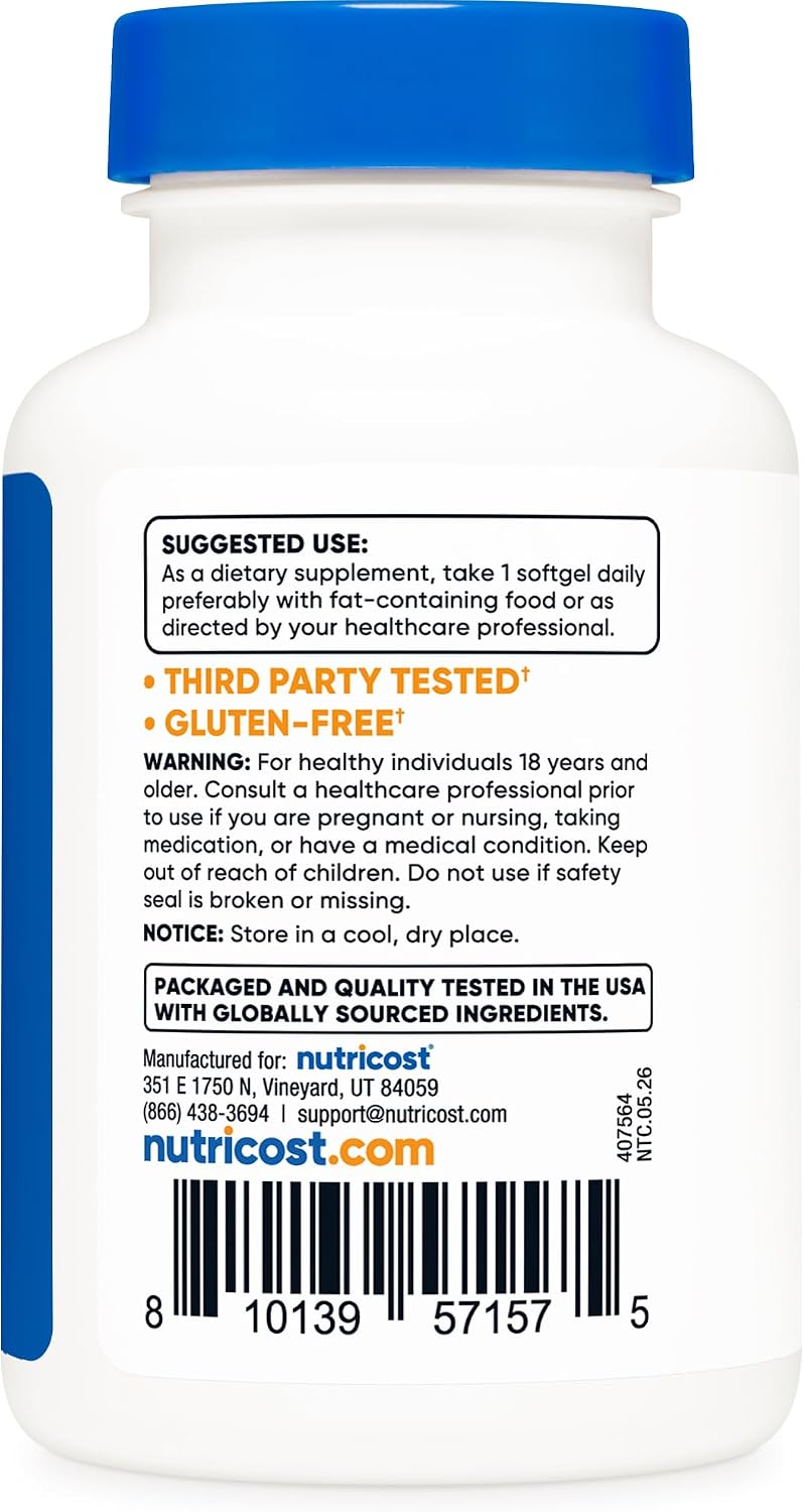 Nutricost antioxidant softgels microalgae source information