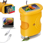 Wonderquest 4K digital microscope yellow front view showing screen
