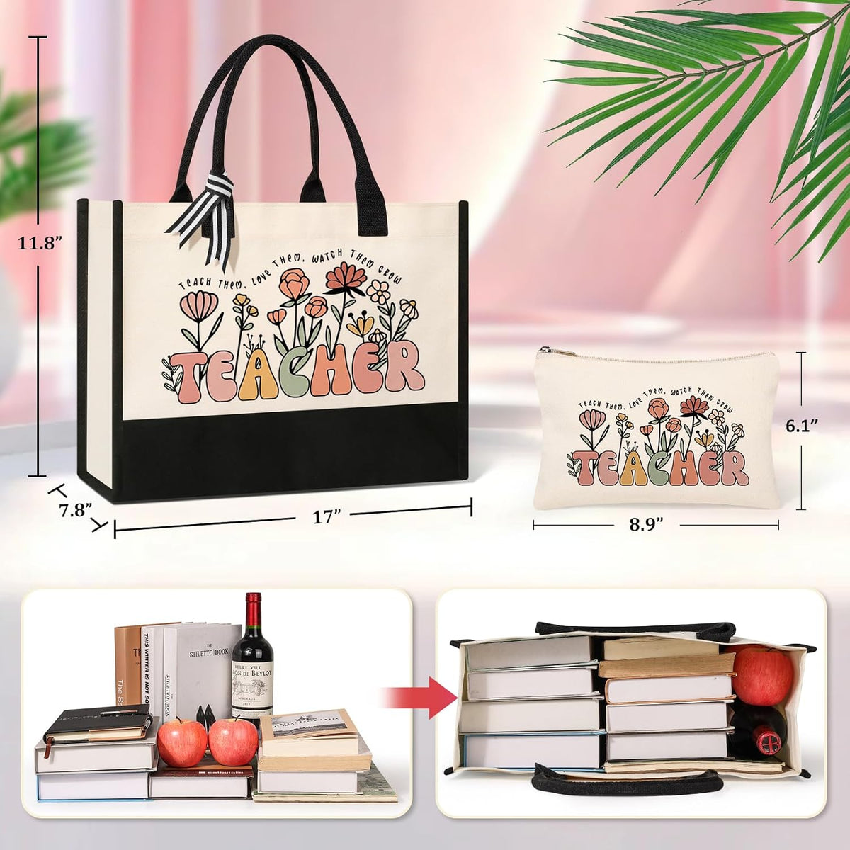 Itotegifts canvas makeup bag zipper pouch close up