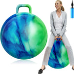Lewtemi adult hopper ball front view blue green cloud bouncing ball with handle