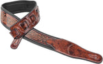 Soft padded black glove leather backing of the Walker & Williams guitar strap