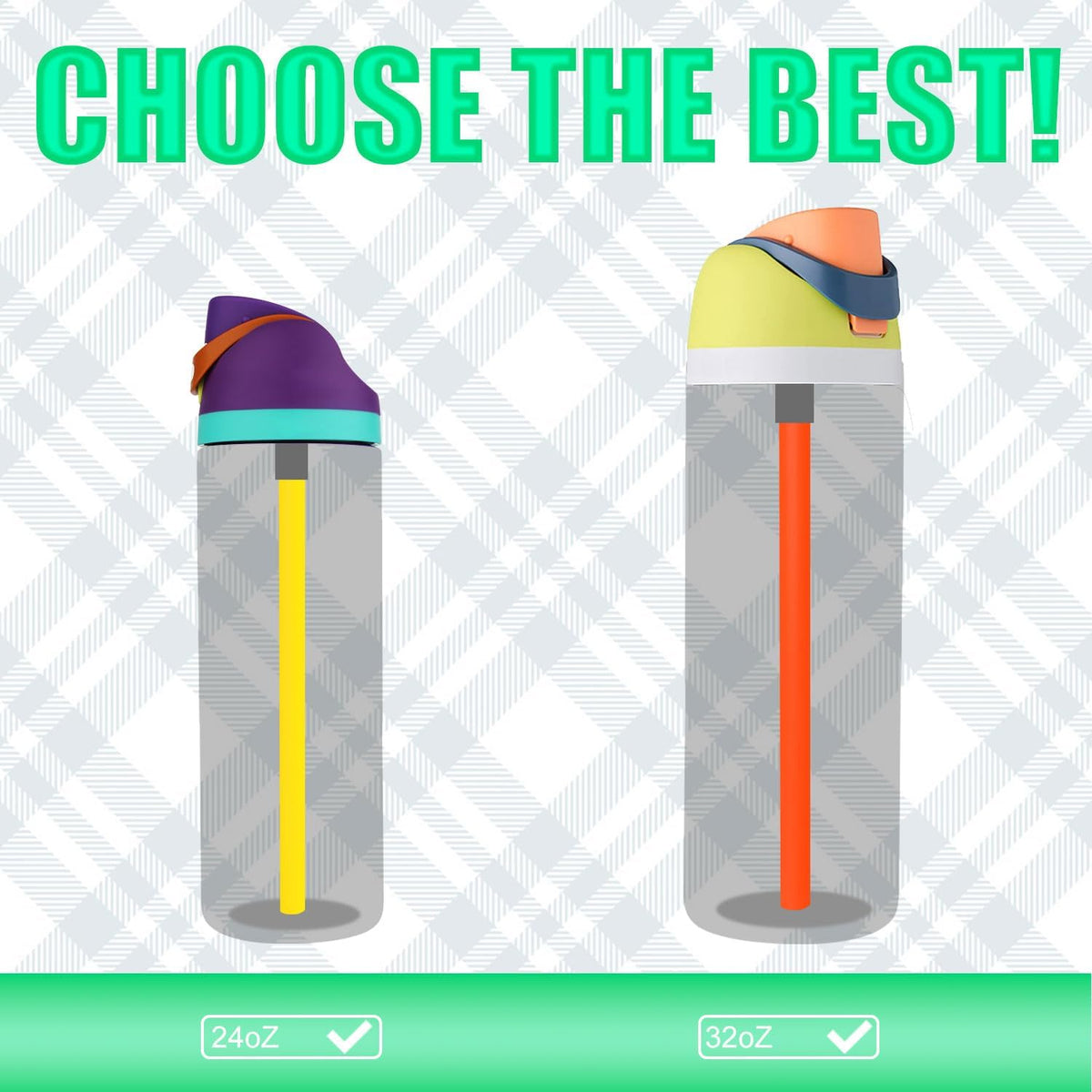 Gosknor replacement straws aligned side by side to show length