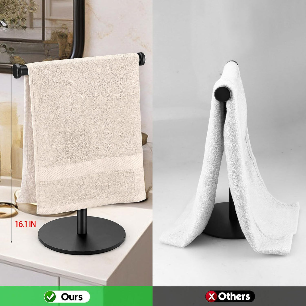 KEWANNO countertop towel stand angled perspective