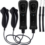 TechKen motion plus wii remote controllers two pack front view showing black wireless gamepads.