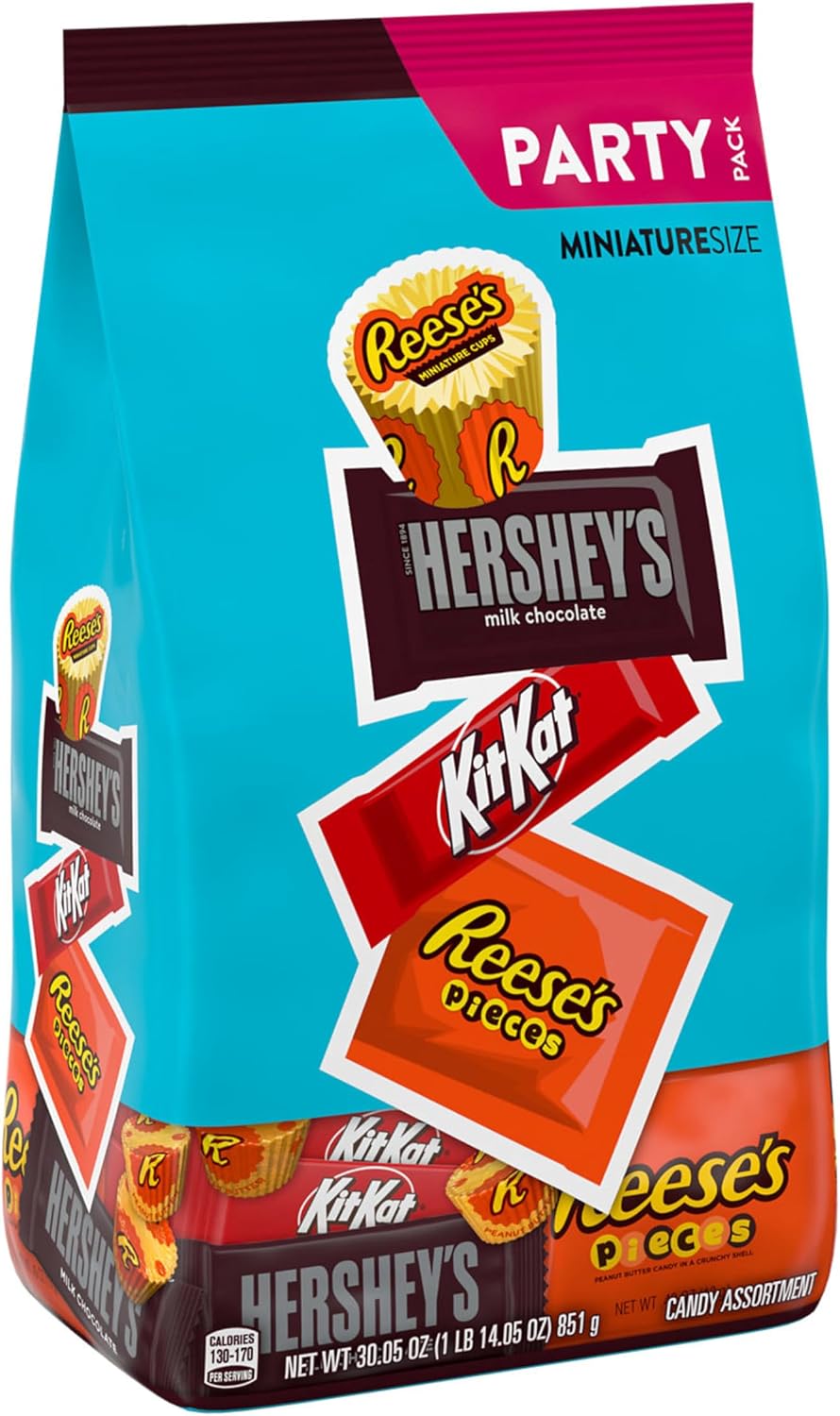 Premium American chocolate variety mix featuring Kit Kat miniatures and peanut butter cups.