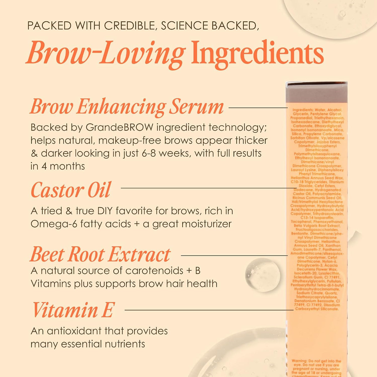 Grande Cosmetics GrandeBROW 2-in-1 Tinted Brow Gel back label ingredients