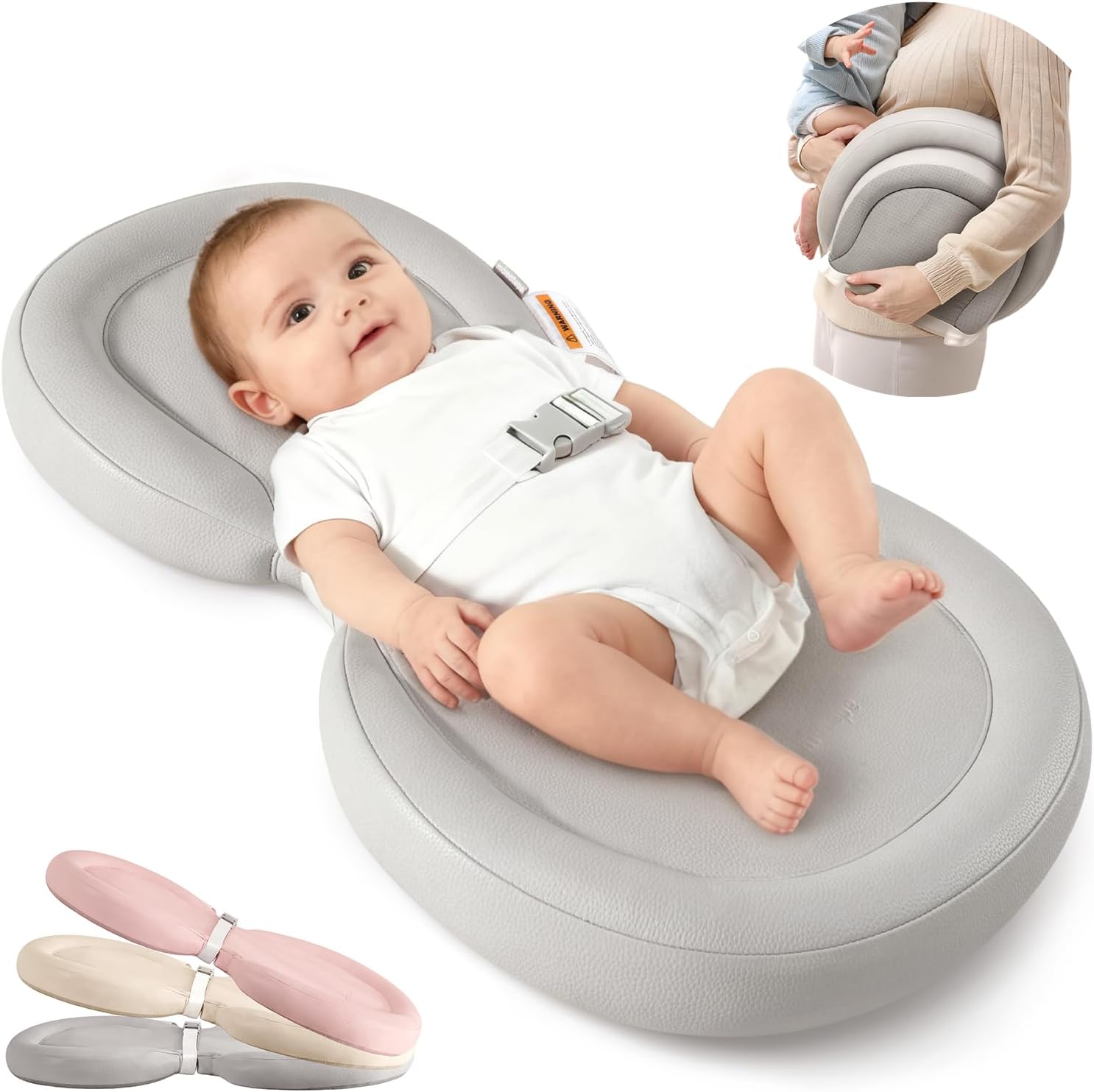 Mamatepe waterproof baby changing pad gray front view