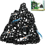 TYZEMKO aquarium betta fish hideout cave front view black coral design.