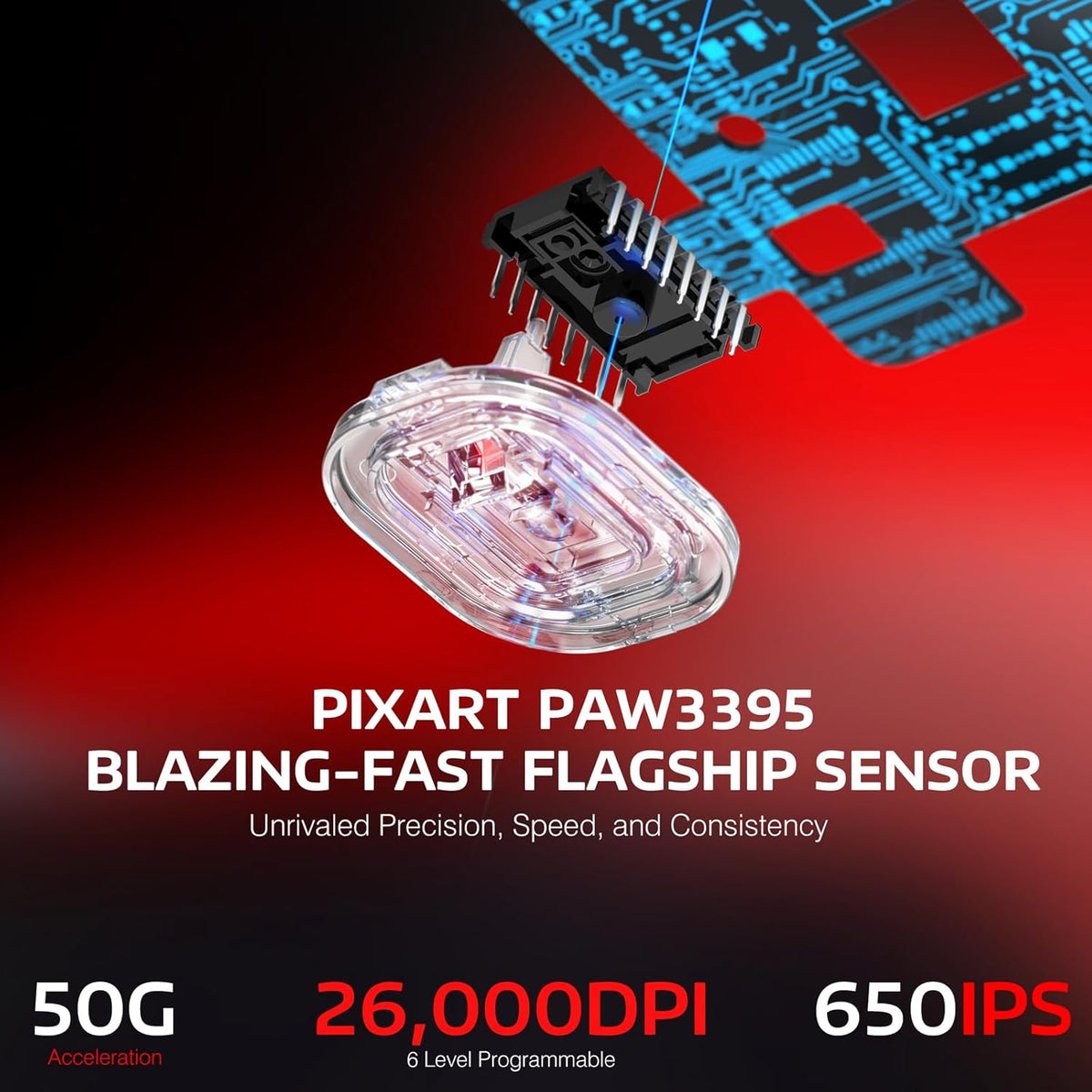 Attack Shark X3 tri-mode wireless mouse angled lifestyle shot