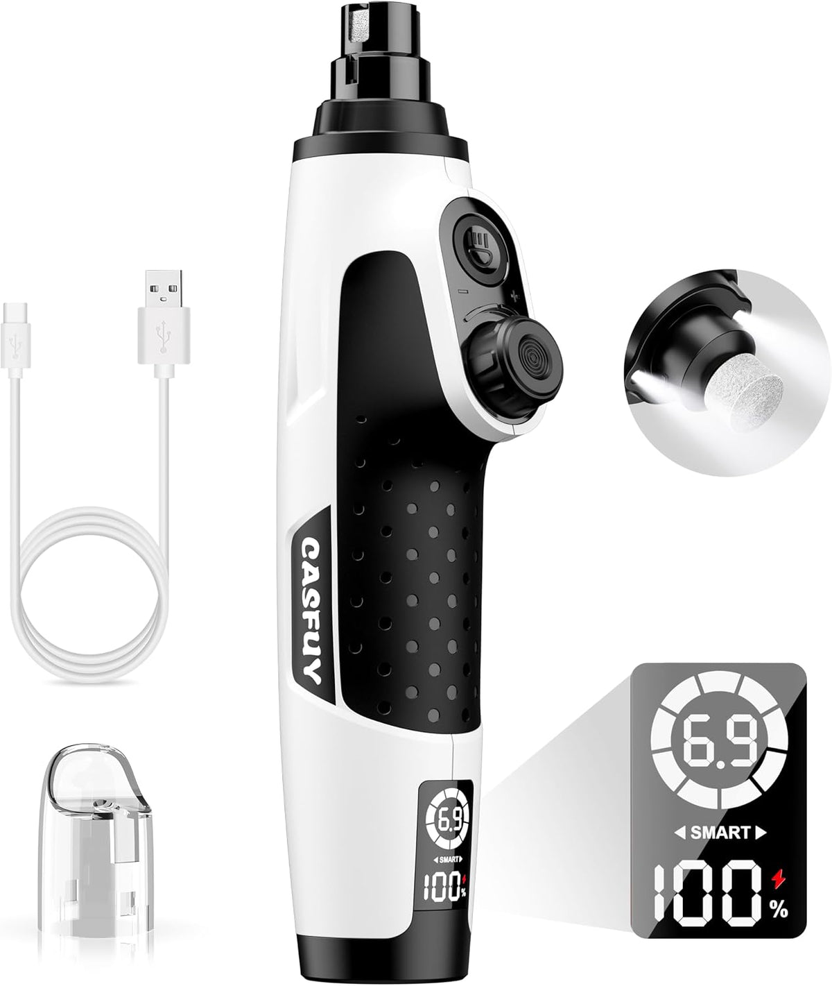 Package contents of Casfuy Smart 6-Speed Dog Nail Grinder