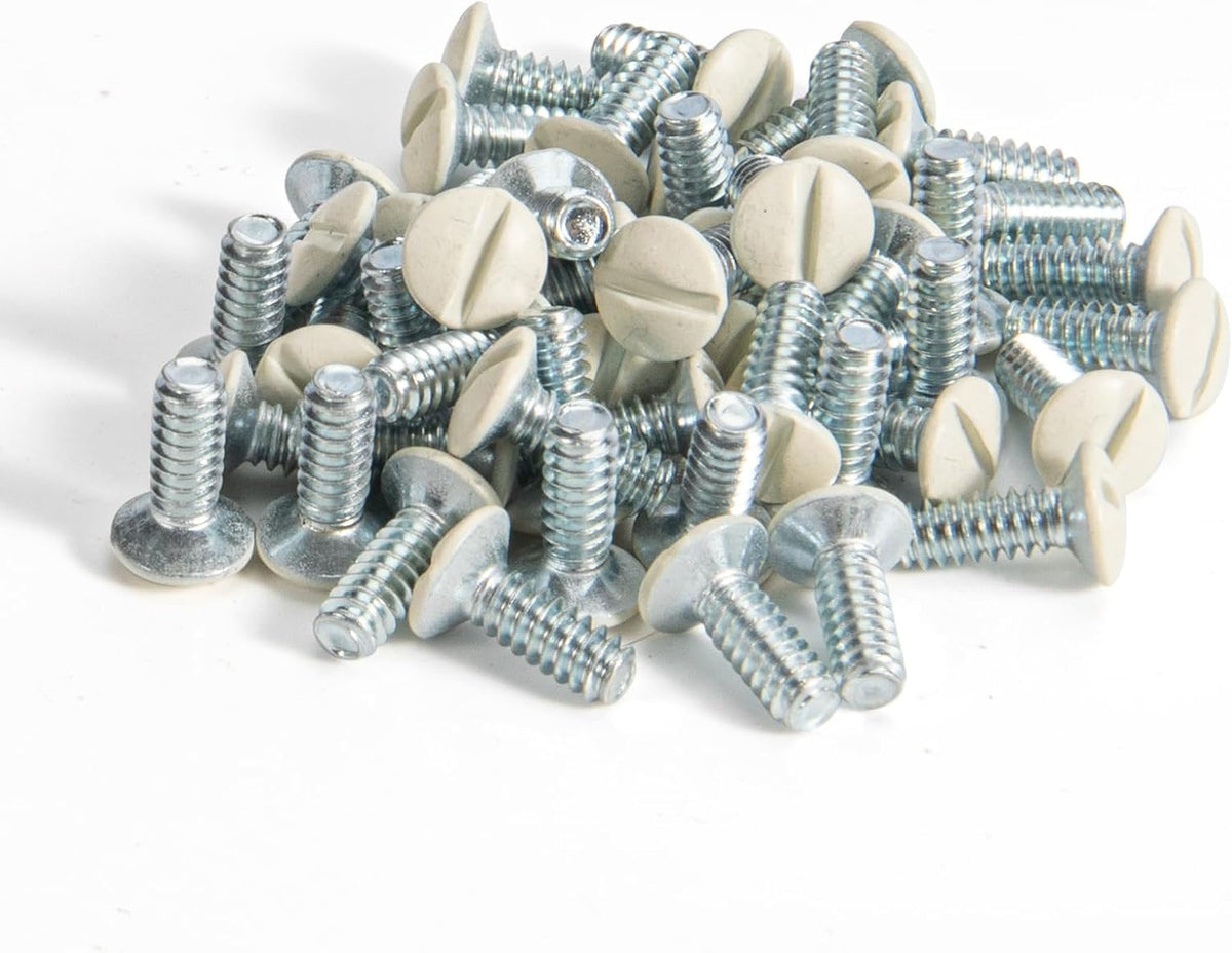 3/8" Long 6-32 Thread, Oval Head Milled Slot Replacement Wall Plate Screws, 50 Pack, White - Image 12