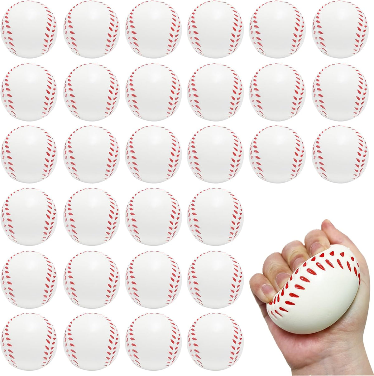 Whkvnng 30 pieces baseball stress balls front view