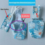 Washable bird diaper suit with chew resistant metal snap fasteners highlighted.