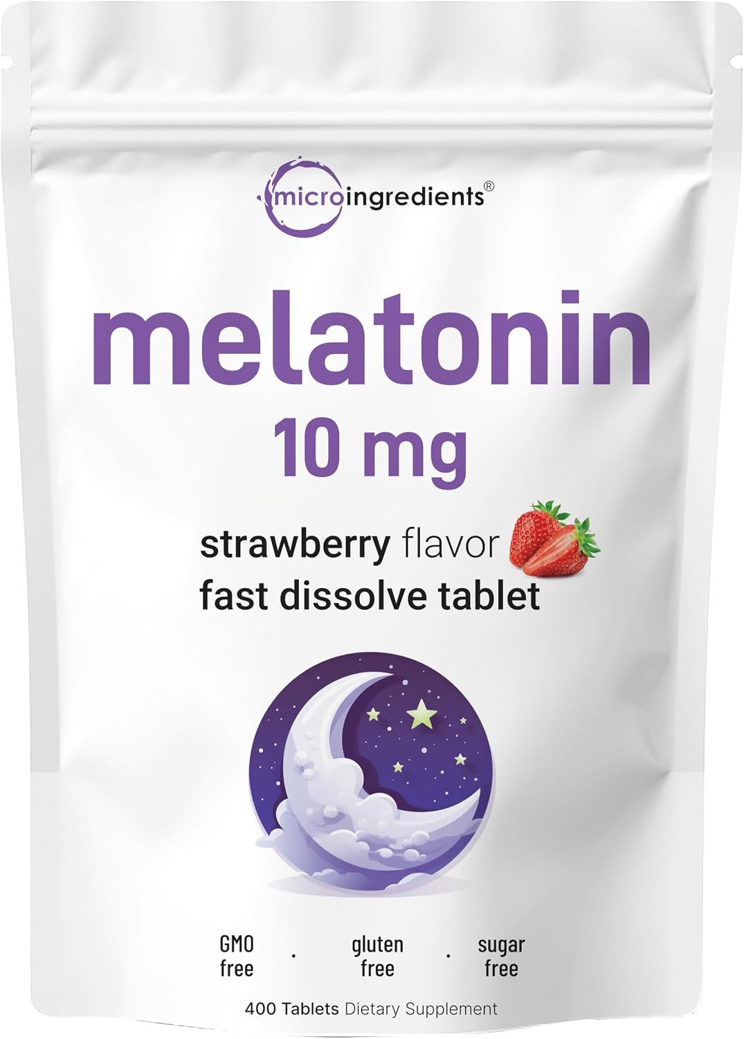 Micro Ingredients Melatonin 10mg front view bottle packaging