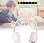 ASHATA pink wireless headphones with LED rabbit ears
