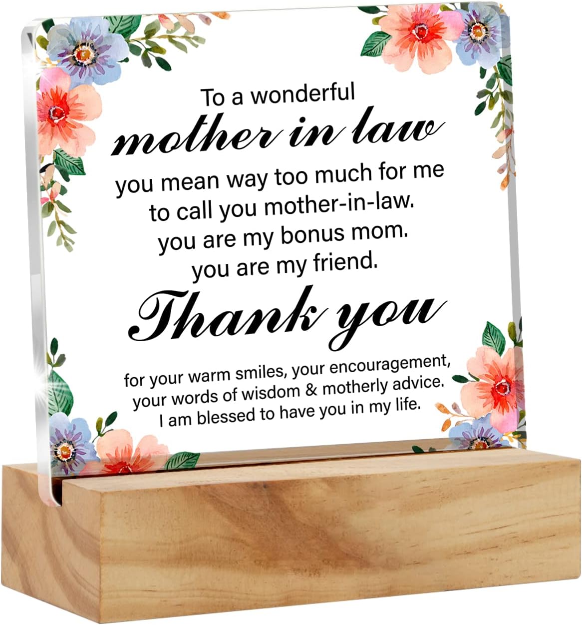 Bifez mother in law acrylic desk plaque front view showcase
