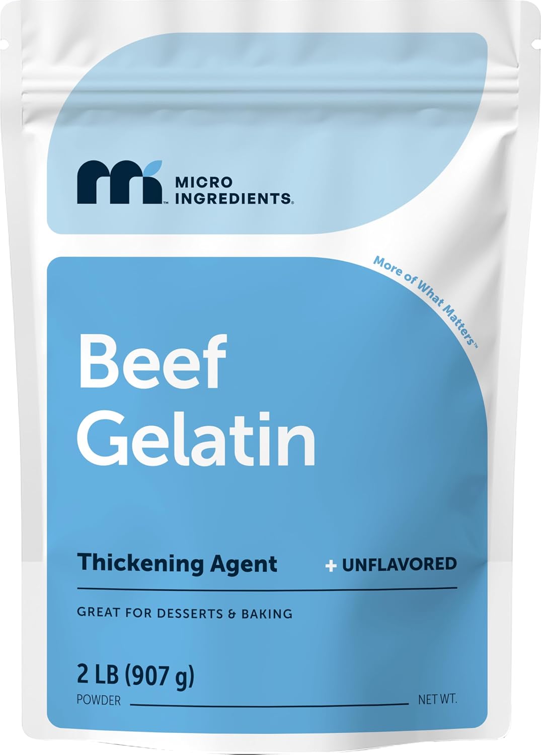 Micro Ingredients beef gelatin powder front view pouch