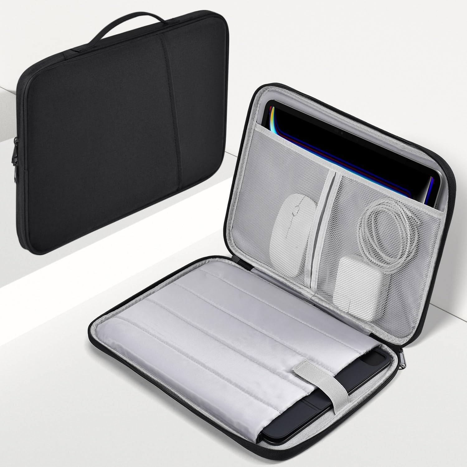 12.9-13 inch iPad Pro Case, Padded Travel Carrying Sleeve for iPad Pro 13-in M5 M4 & iPad Air 13-in M2 M3(2025) w/Magic Keyboard, Water-Resistant Shockproof iPad Soft Bag Cover Accessory Pocket -Black - Image 1